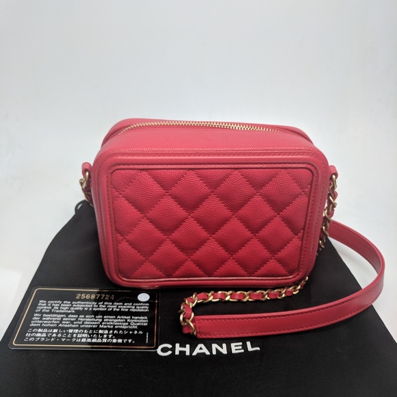 SOLD Chanel Red Filigree Vanity Mini Crossbody Bag - Picture 7 of 10